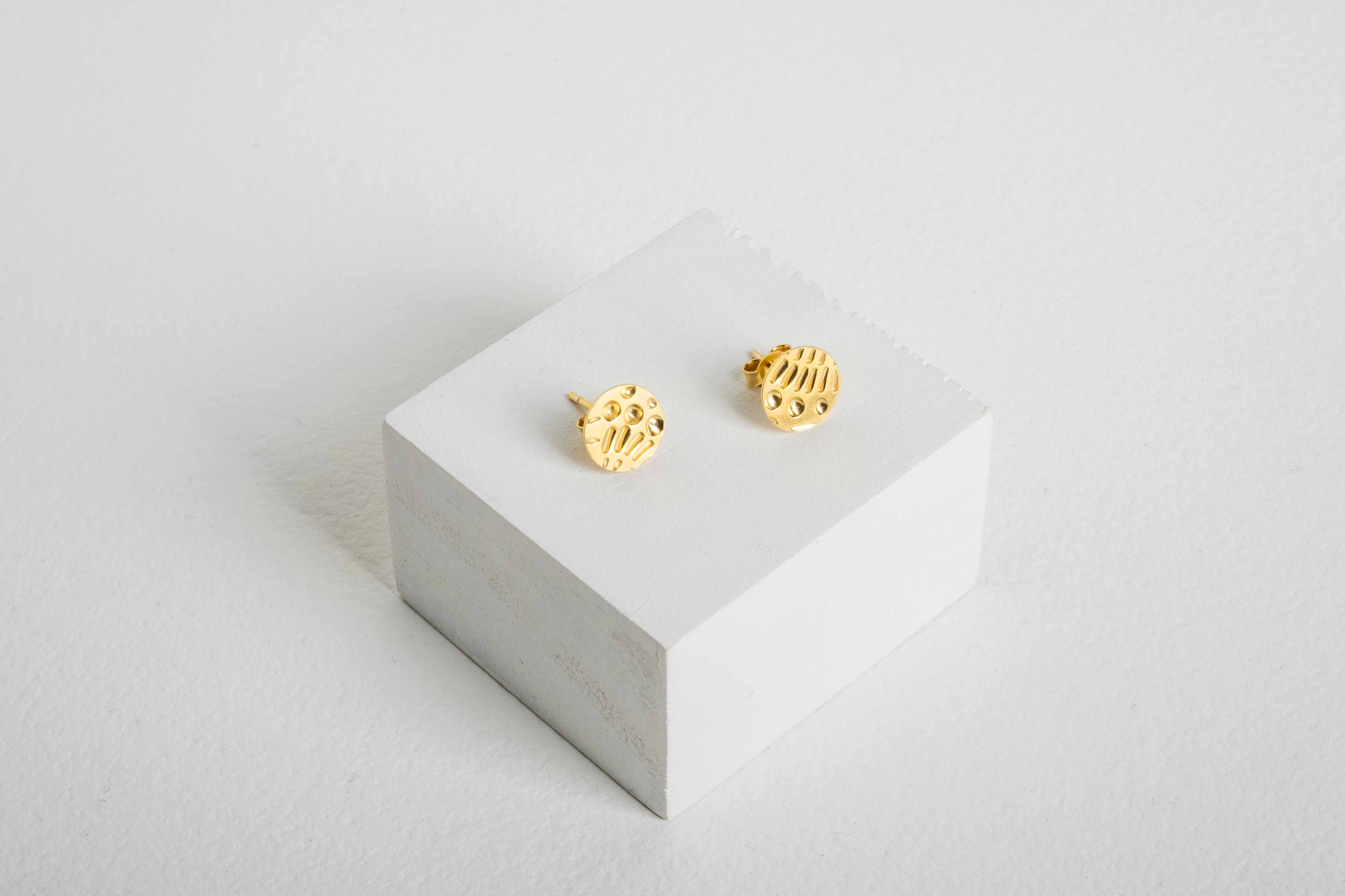 Patterned Gold Studs