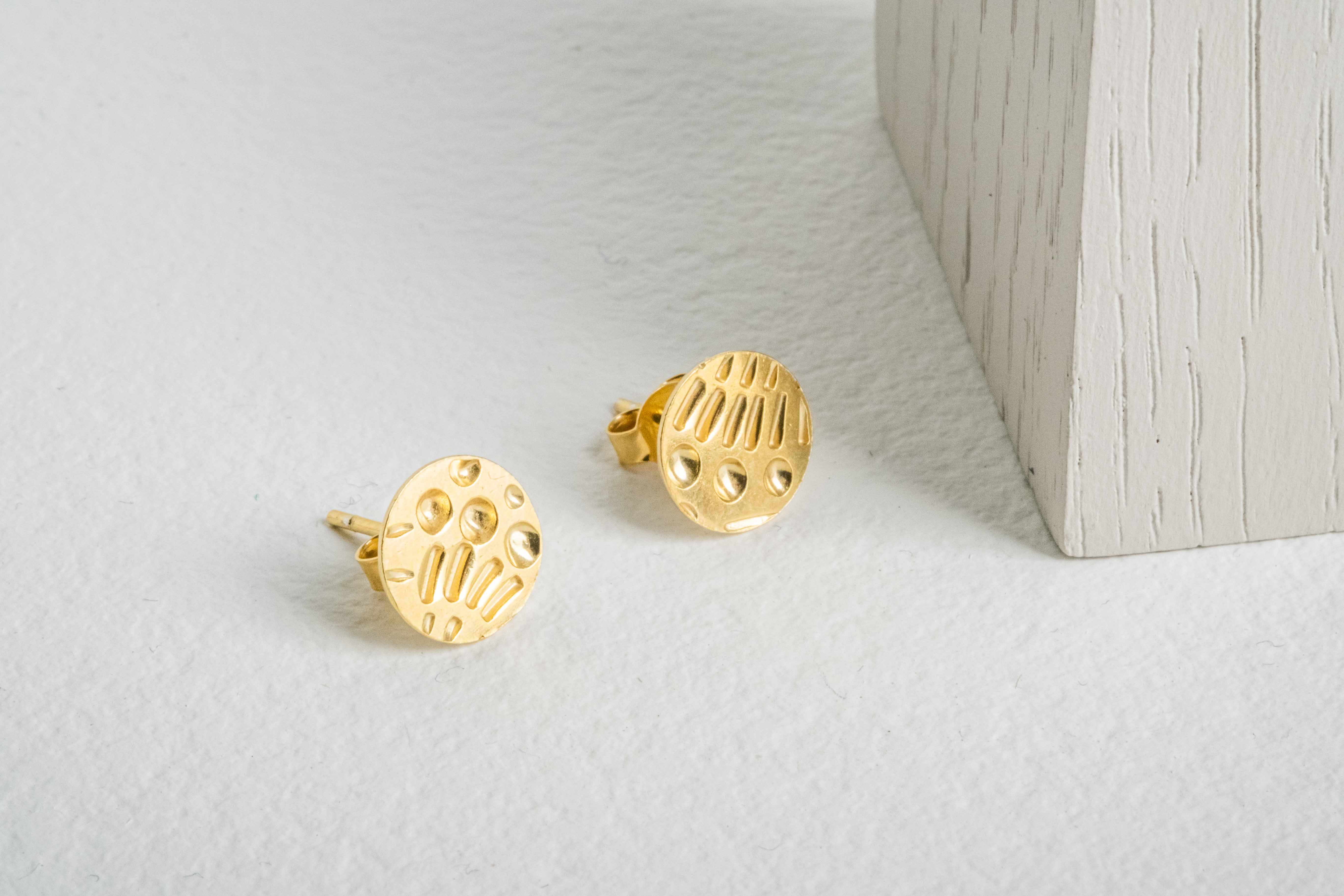 Patterned Gold Studs - Image 2